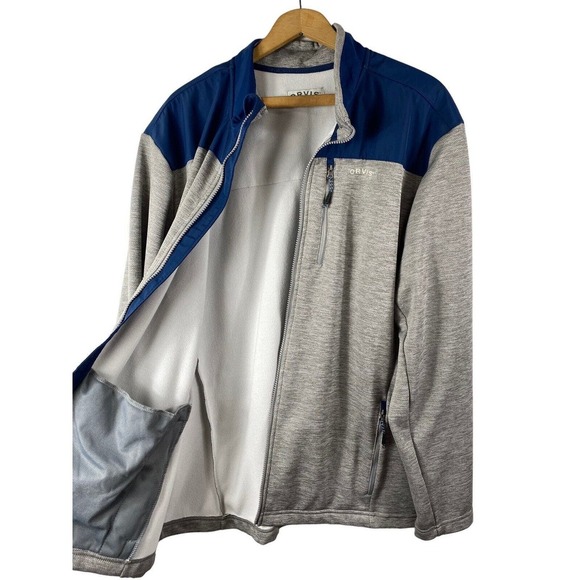 Orvis Bonded Mesh Full Zip Jacket XXL 2XL Gray Blue Warm Knit Fleece Lined - Picture 4 of 13